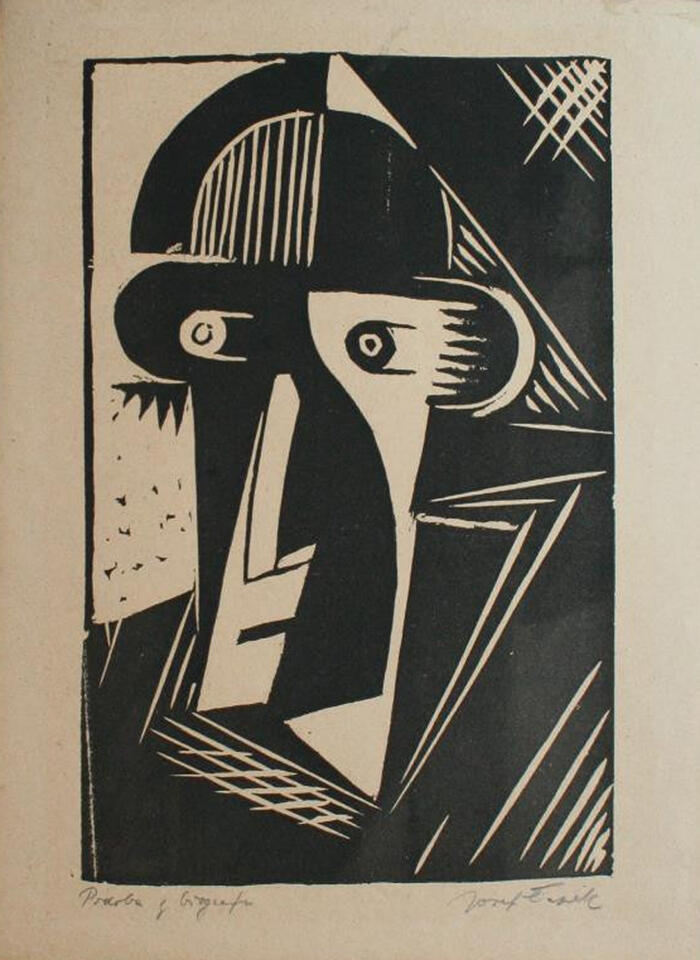 Josef Čapek from the album Podoba z biografu (Face from cinema), 1918 Linocut Brno, Moravian Gallery<br/> &copy;  Collection Pierre Ponant